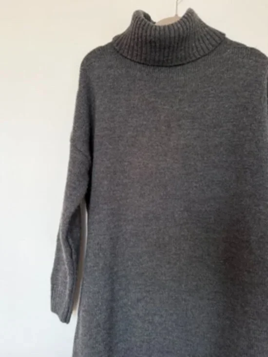 $90 Topshop Grey Turtleneck Sweater Dress Size US 6 - Picture 3 of 7
